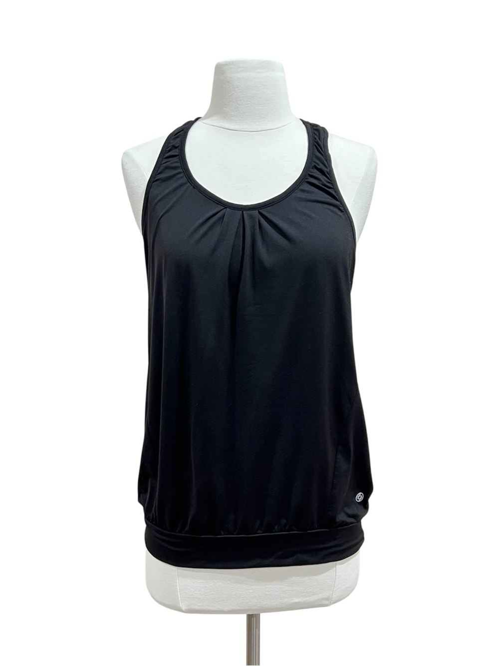 LIJA Black Racerback Blouson Active Tank Top Banded Bottom Athletic Size Medium - Picture 3 of 11